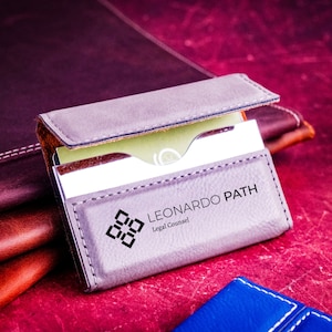Porte-cartes avec logo personnalisé, Porte-cartes en cuir avec gravure du logo d'entreprise, Porte-cartes d'affaires avec gravure, Cadeaux de bureau, Cadeau pour homme