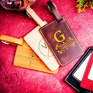Personalized Leather Luggage Tag, Custom Luggage Tag, Monogrammed Luggage Tag,  Travel Accessories, Suitcase Tag, Travel Gifts