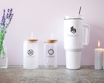 Custom Coffee Tumbler, Office Drinkware, 40oz Tumbler, Steel Tumbler for Work, Company Merch for Employee, Tumbler with Logo, Corporate Gift