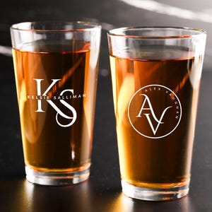 Engraved Pint Beer Glass, Custom Beer Mug Gift for Him, Personalized Glassware for Men, Corporate or Groomsman Gift, Man Gift Idea