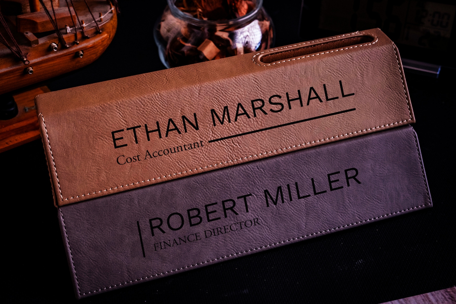 Leather Nameplate Desk Sign