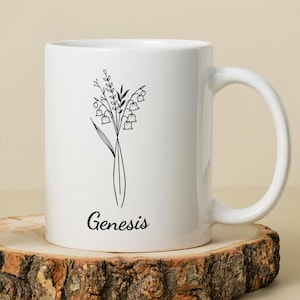 Custom Birthflower Mug, Birthflower Gift, Birthday Gift, Gift for Friend, Personalized Gift, Custom Mug, Name Mug, Birth Month Flower