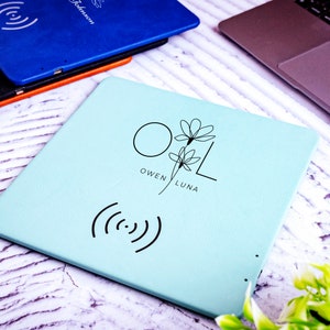 Personalized Leather Charging Mat, Leather Charger Pad, Wireless Phone Charger, Charging Pad, Charging Mouse Pad, Custom Wireless Pad