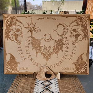 Skull & Bat Laser Engraved Ouija Board with Planchette