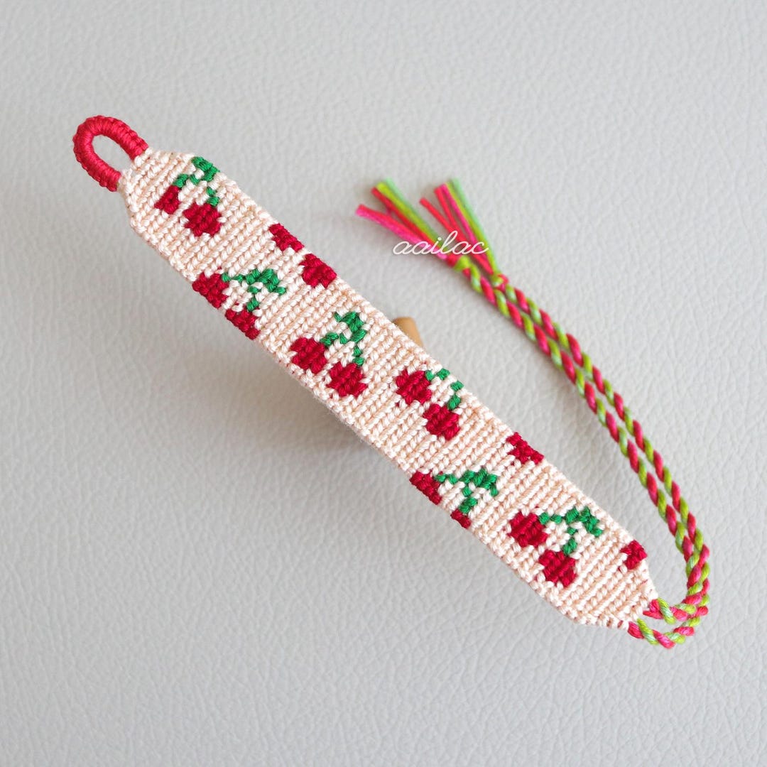 Fruit Cherry Friendship Bracelet Alpha Pattern - Etsy