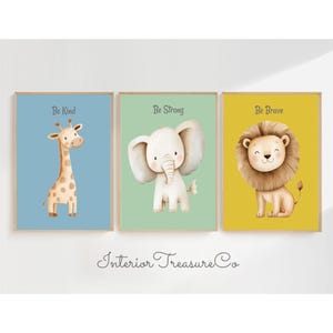 Retro Safari Animals Nursery Prints: Kids Room Decor (Set of 3) (Digital Download)