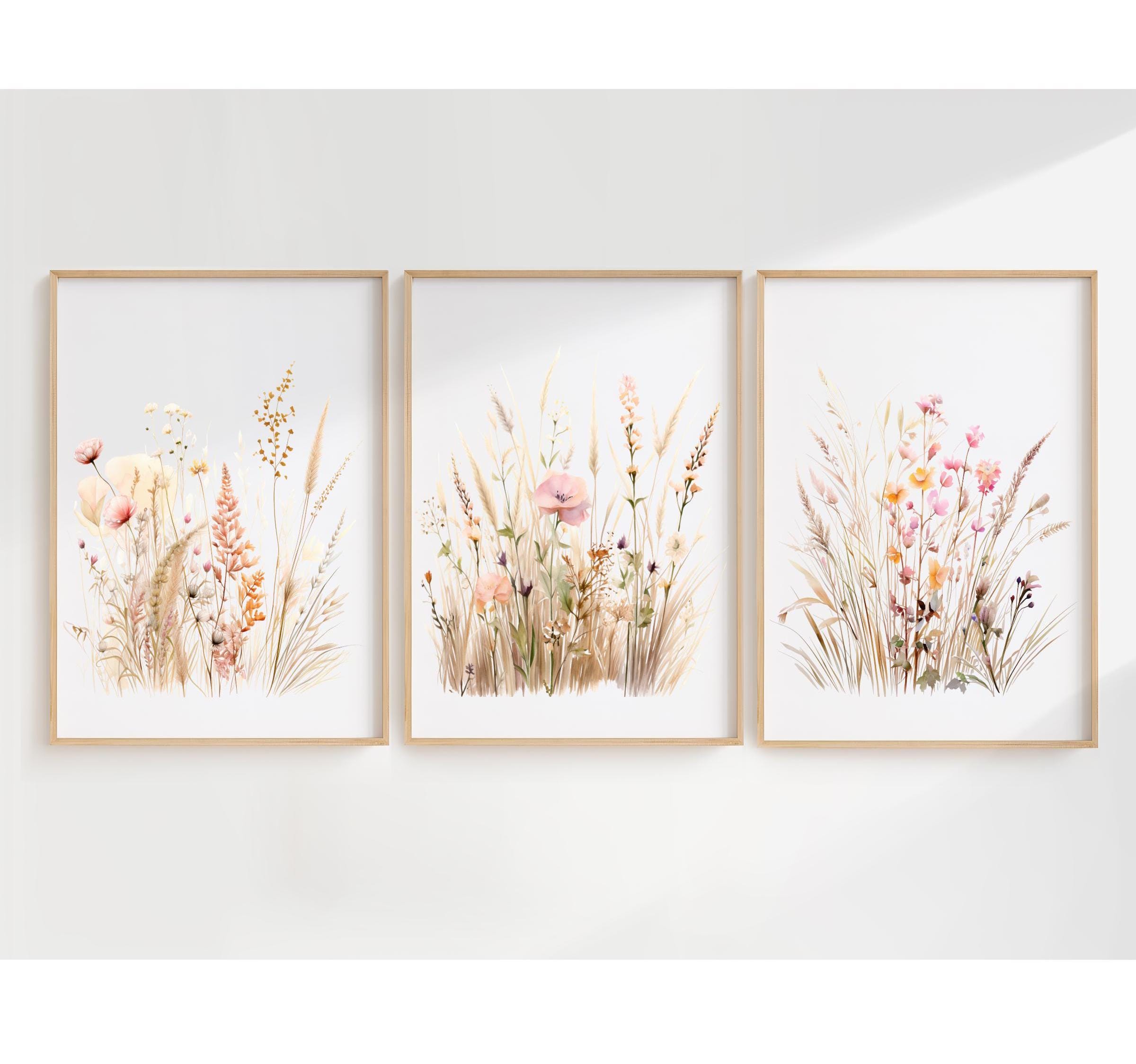 Boho Wildflower Nursery Print Set of 3,bohemian Floral Nursery Wall Art ...