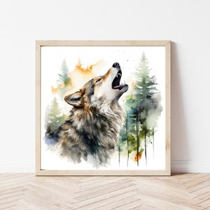 Wolf Wall Art Print,Wolf Printable Art Home Decor,Wolf Landscape,Wolf Printable Canvas,Office Wall Decor,Digital Download Art Prints