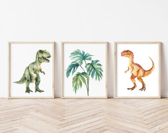 Dinosaur Art Print Set: T-Rex, Kids Room Decor (Digital Download)