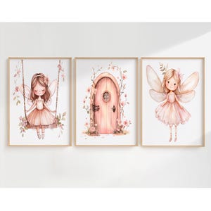Fairy Nursery Art Print Decor,Fairy Wall Art Decor,Girls Room Decor,Fairy Garden Art Prints,Digital Nursery Art Posters,Gift Set Of 3 Prints