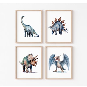 Dinosaur Nursery Print,Boys Room Art Posters,T-Rex Dinosaur Nursery,Triceratops,Brachiosaurus, Pterodactyl, Stegosaurus,Playroom Wall Decor