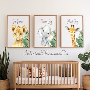 Safari Animal Nursery Art Prints,Neutral Nursery Wall Decor,Baby Shower Gift,Play Room Decor,Printable Art,Kids Room Nursery Prints Set Of 3