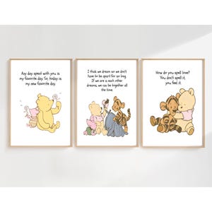 Láminas clásicas de Winnie The Pooh para guardería, citas inspiradoras de Pooh, decoración de pared para habitación de bebé, decoración de guardería de Winnie The Pooh, impresiones digitales