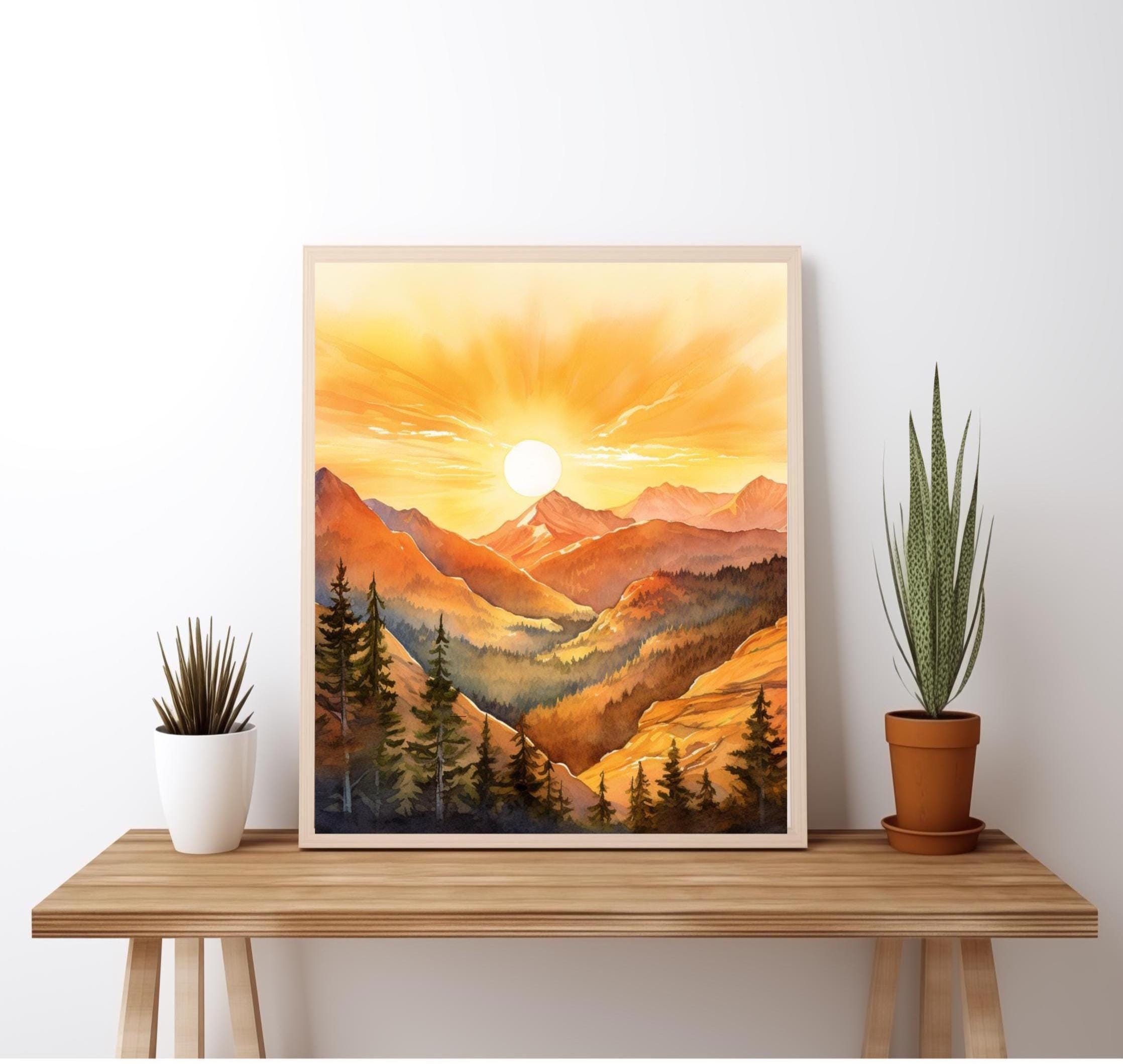 Art Mural Brodé Vintage Années 70 – Azalée Coucher De Soleil, Broderie Florale Sunset Designs