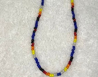 small blue seed bead necklace