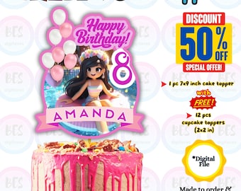 Roblox Cake Topper, video game accessories, instant download, digital file, Personalized Cake Topper