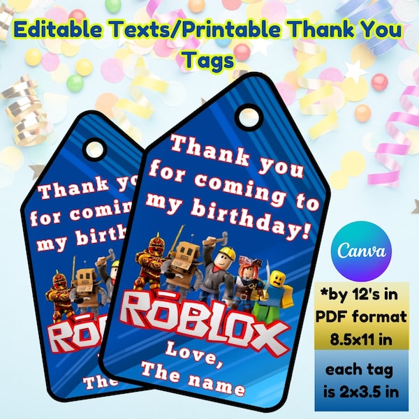 Roblox Party Sticker Tags - Etsy