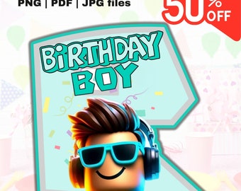 Roblox png, Roblox Birthday Boy PNG, Party Favor Design (Digital Download)