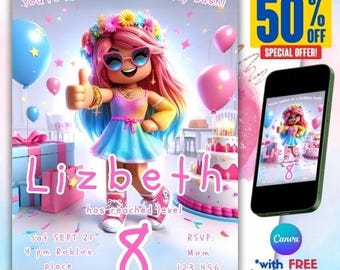 Roblox Birthday Invitation, Editable Game Party Template (Digital Download)