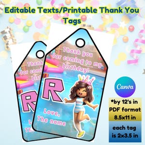 Danke Tags Geburtstag, Roblox Geschenkanhänger, roblox Aufkleber, roblox Aufkleber, roblox Partyzubehör, roblox Partydekorationen