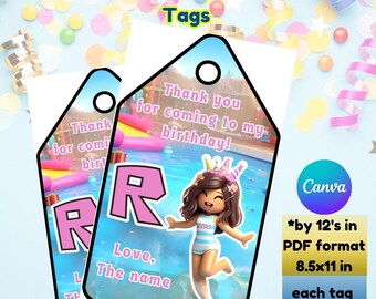 Roblox Birthday Thank You Tags, Party Favor Labels (Printable Template)