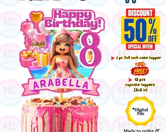 Roblox Cake Topper, video game accessories, instant download, digital file, Personalized Cake Topper