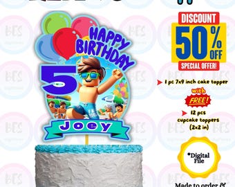 Roblox Cake Topper, video game accessories, instant download, digital file, Personalized Cake Topper