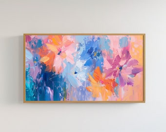 Samsung Frame TV Art Abstract tv Art Flowers tv Art Modern Flowers tv art acrylic painting DIGITAL TV Download Nature frame tv download