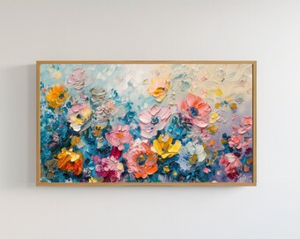 Samsung Frame TV Art Abstract tv Art Modern Flowers tv Art Abstract Flowers tv art acrylic painting DIGITAL TV Download Nature frame tv art