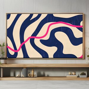Abstract Samsung Frame TV Art Line Art Neutral Neon Pink Blue Line Art Frame LG TV Abstract Modern Line Frame TV Art Digital Download Line Art Illustration Vector Prints Midcentury TV Art Minimalist Art Print Poster for TV Neutral Modern Decor TVArt