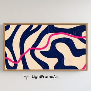 Abstract Samsung Frame TV Art Line Art Neutral Neon Pink Blue Line Art Frame LG TV Abstract Modern Line Frame TV Art Digital Download Line Art Illustration Vector Prints Midcentury TV Art Minimalist Art Print Poster for TV Neutral Modern Decor TVArt