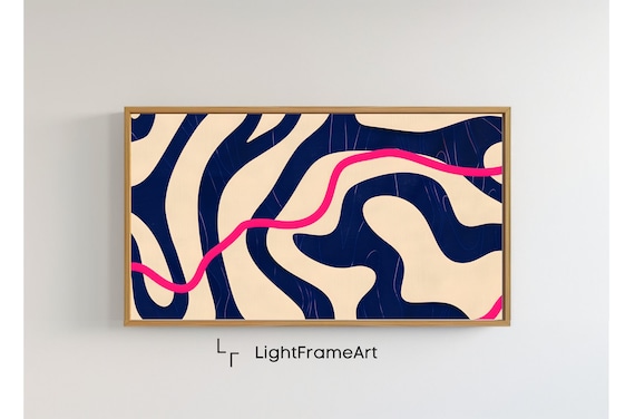 Samsung Frame TV Art Minimalist Midcentury Modern Line TVArt Digital Download for SamsungFrame TV Neon Pink Blue and Beige Line Artistry TV