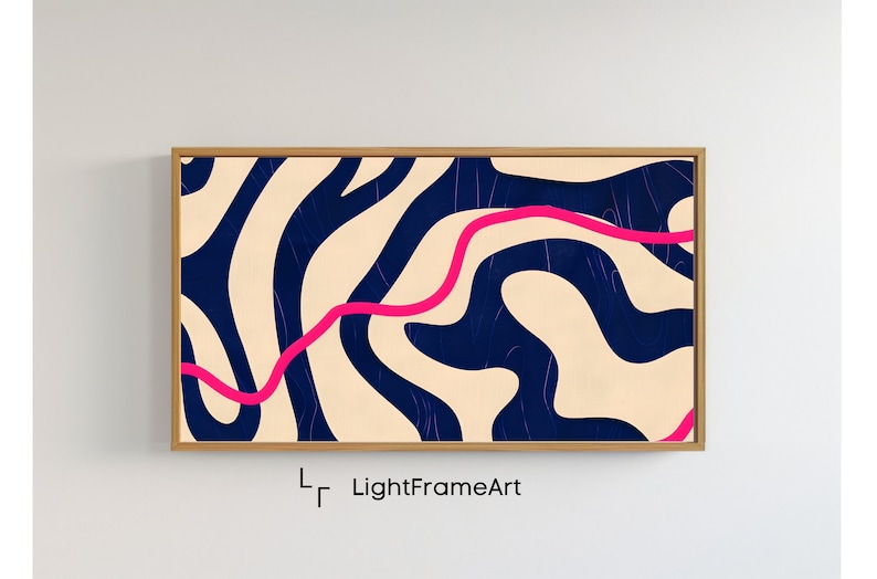 Abstract Samsung Frame TV Art Line Art Neutral Neon Pink Blue Line Art Frame LG TV Abstract Modern Line Frame TV Art Digital Download Line Art Illustration Vector Prints Midcentury TV Art Minimalist Art Print Poster for TV Neutral Modern Decor TVArt