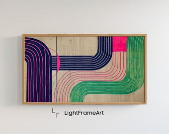 Samsung Frame TV Art Minimalist Midcentury Modern Line TVArt Digital Download for SamsungFrame TV Neon Green Pink Blue Canvas Line Artistry