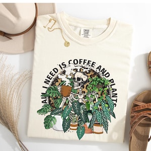 Skeleton Plant Lover Sweatshirt, All I Need is Coffee And Plants Sweatshirt, Halloween Leopard Plant Shirt, Skeleton Plant and Coffee Shirt