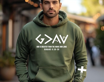 God is Greater Than the Highs and Lows Sweatshirt, Christian Hoodie, Bible Jesus Lover Gift, Faith Sweatshirt, Jesus Shirt, Christian Shirt