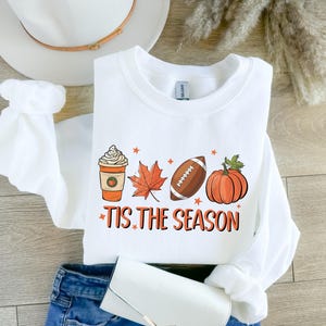 Tis The Season Sweatshirt, Fall Pumpkin Shirt, Football Shirts For Women, Women Fall Tees, Fall Season Shirts, Cute Pumpkin Shirt, Fall Tee