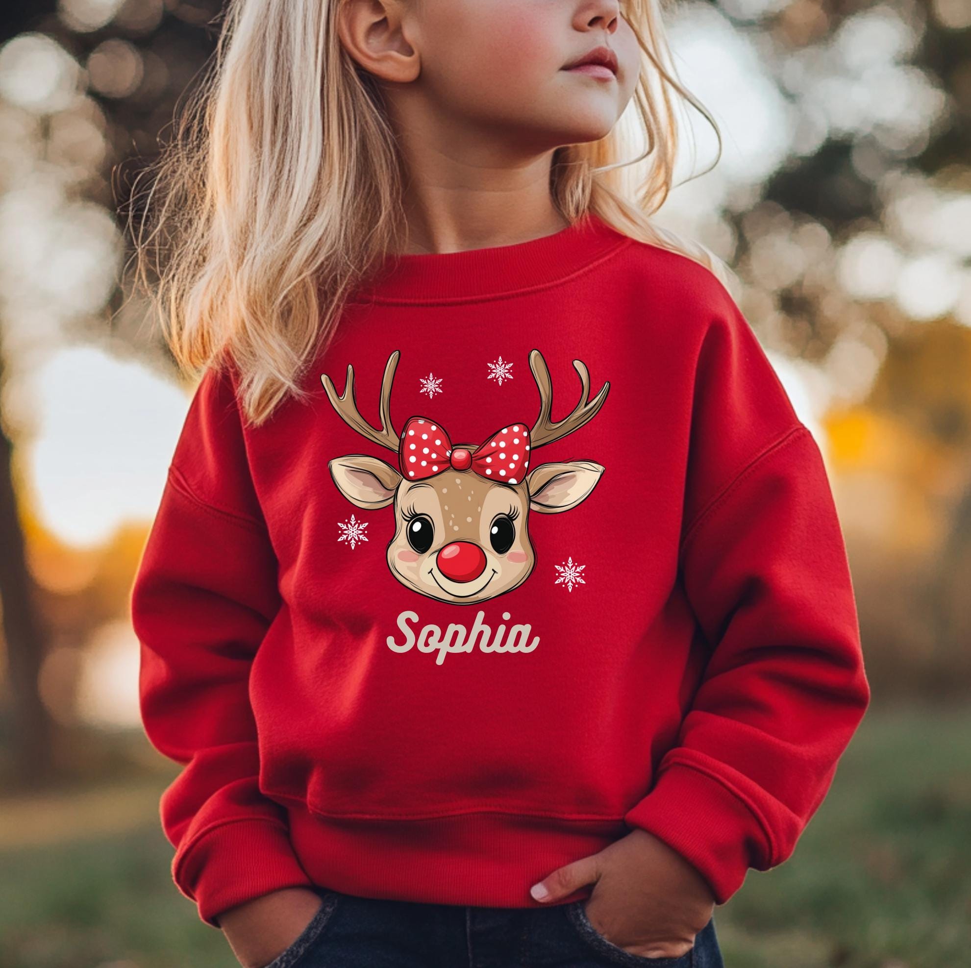 Maglietta Natale Con Lustrini Per Bambini 2-7 Anni - Babbo Natale E Renna