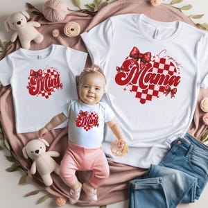 Mama Mini Valentines Shirt, Matching Mama Mini Shirt, Mama Mini Checker Coquette Bow, Valentines Day Mama Mini Shirt, Mama Mini Heart Shirt