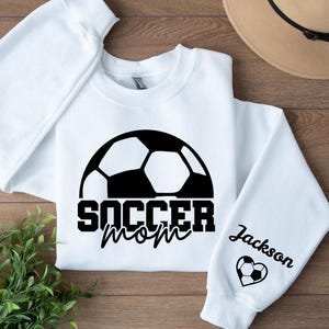 Personalized Soccer Mom Shirt, Kids Name on Sleeve Sweatshirt, Soccer Mama Shirt, Gift for Soccer Mom, Custom Soccer Mom Shirt