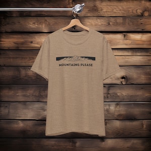 Mountains Please T-Shirt | Mountain Silhouette Tee | Outdoor Adventure Shirt | Hiking Gift | Nature Lover Apparel | Unisex Bella+Canvas