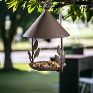 Wrought Iron Hanging Bird Feeder | Vintage Style Garden Decor | Outdoor Metal Bird Feeder | Bird Watching Gift | Hook For Hanging