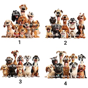 The Group of Cute Dogs, family animal , PNG sublimation, Digital Download, Commercial, stickers, Pet shop design logo, Ready to Press