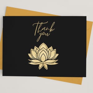Paquete de 6 o paquete de 12: tarjetas de agradecimiento inspiradas en el yoga, impresas en papel de lino natural de primera calidad, sobres incluidos, dobladas, tamaño: 5,5 x 4 pulgadas