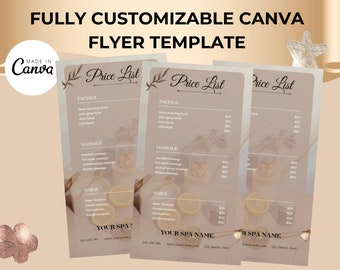 Spa Price List Template, Customizable Beige Flyer (Digital Download)