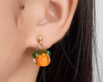 Pendientes lindos, Pendientes de frutas, Clip en orejas, Pendientes de mujer, Pendientes minimalistas