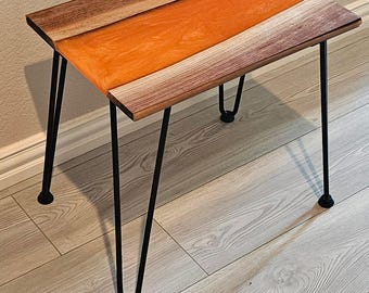 Custom River End Table: Handmade Wood Resin Side Table