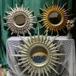 Handmade Epoxy Sunburst Mirror: Boho Wall Decor (8 inch)