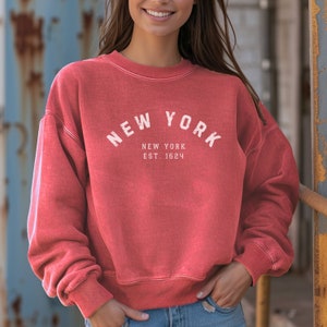 New York Sweatshirt New York White Print Hoodie, Cute New York Sweater, New York College Student Gifts New York Sweatshirt Gift