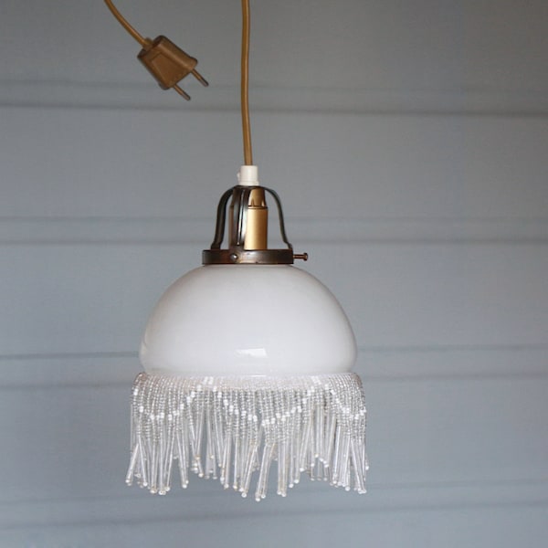 Wunderschöne Vintage Lampe mit Perlenfransen